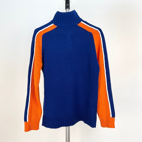 NHL Edmonton Oilers Womens Quarter Zip Pullover Sweater Blue Orange Knit Sz S - Picture 6 of 12